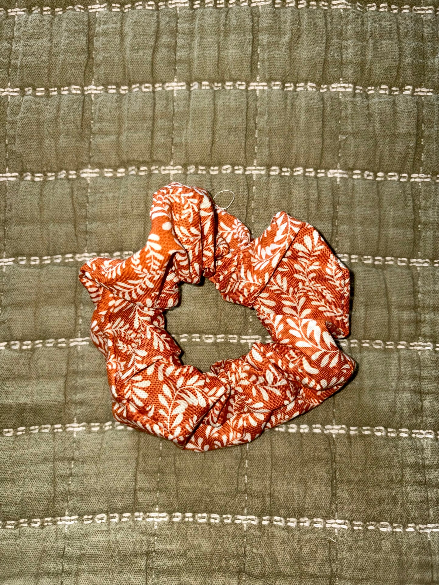 Orange Leafy Scrunchie